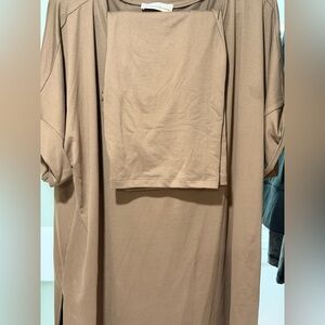 Zenana Brushed Microfiber shirt and biker shorts set in mocha XL